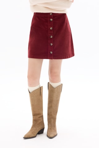 Velours Minirok Hoge Taille - Bordeauxrood