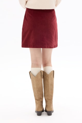 Velours Minirok Hoge Taille - Bordeauxrood