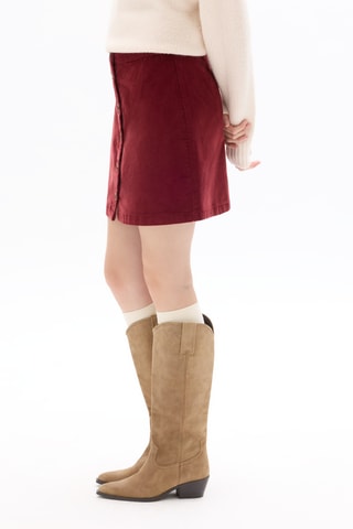 Velours Minirok Hoge Taille - Bordeauxrood