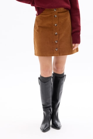 Velours Minirok Hoge Taille - Camel
