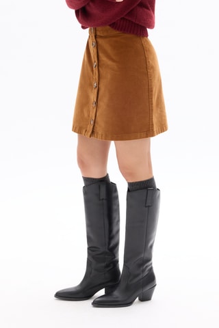 Velours Minirok Hoge Taille - Camel