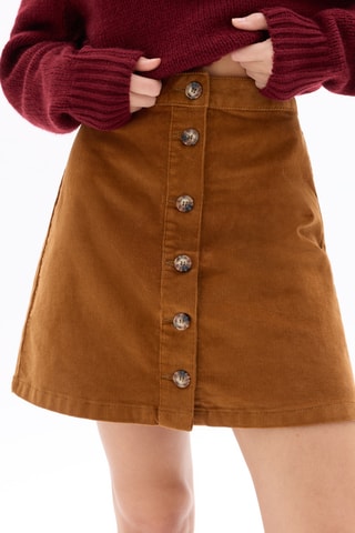 Velours Minirok Hoge Taille - Camel