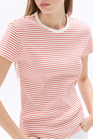 T-shirt Slim Fit - Rood en Wit