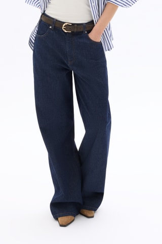 Jeans Wide Legs met Hoge Taille - Marineblauw