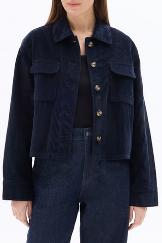 Velours Blouse Straight - Marineblauw