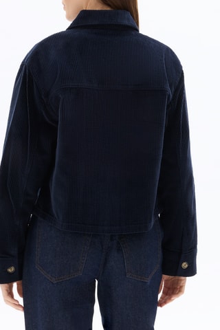 Velours Blouse Straight - Marineblauw