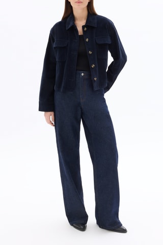 Velours Blouse Straight - Marineblauw