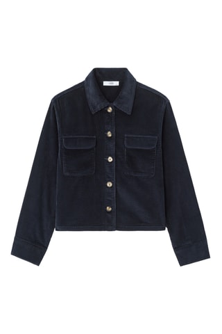Velours Blouse Straight - Marineblauw