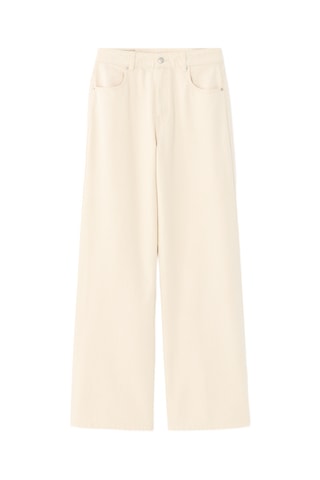 Jeans Wide Legs met Hoge Taille - Ecru