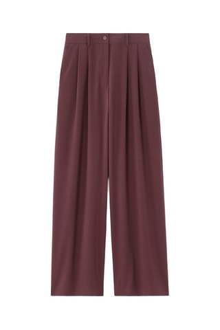Broek Wide Legs Hoge Taille - Bruin