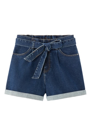 Spijkershort Wide Legs Hoge Taille - Marineblauw