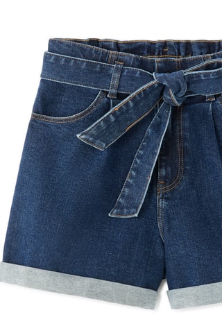 Spijkershort Wide Legs Hoge Taille - Marineblauw