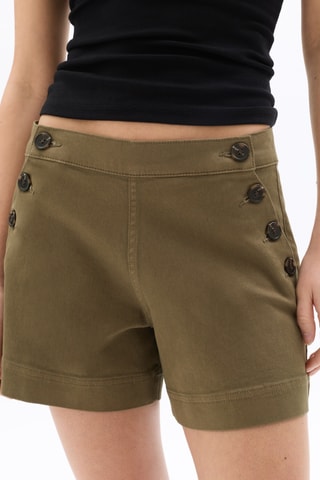 Short Wide Legs met Hoge Taille - Kaki