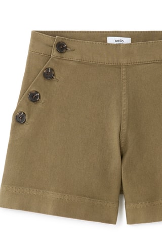 Short Wide Legs met Hoge Taille - Kaki