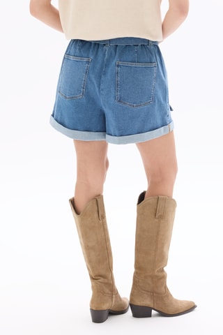 Spijkershort Wide Legs Hoge Taille - Kobaltblauw