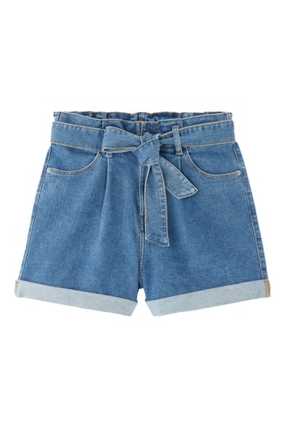 Spijkershort Wide Legs Hoge Taille - Kobaltblauw