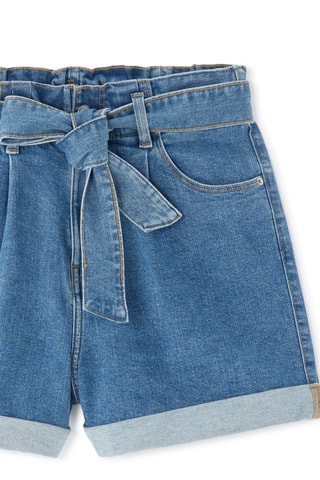 Spijkershort Wide Legs Hoge Taille - Kobaltblauw