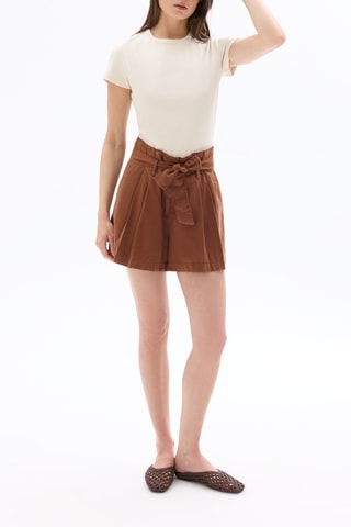 Short Wide Legs met Hoge Taille - Camel