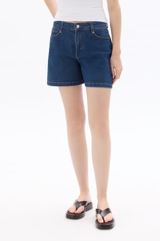 Spijkershort Mom met Hoge Taille - Kobaltblauw