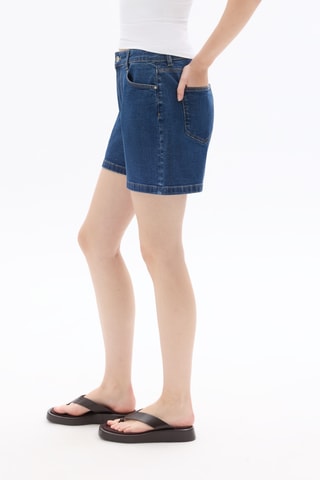 Spijkershort Mom met Hoge Taille - Kobaltblauw