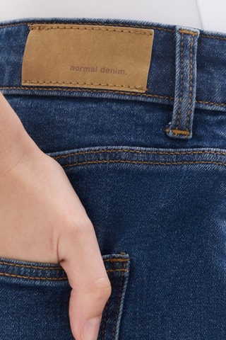 Spijkershort Mom met Hoge Taille - Kobaltblauw