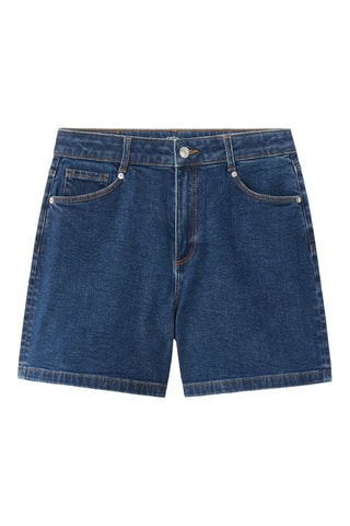 Spijkershort Mom met Hoge Taille - Kobaltblauw