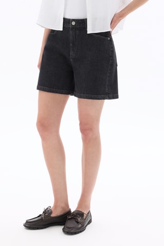 Spijkershort Mom met Hoge Taille - Donkergrijs