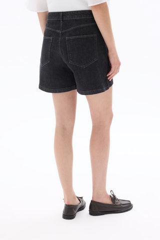 Spijkershort Mom met Hoge Taille - Donkergrijs