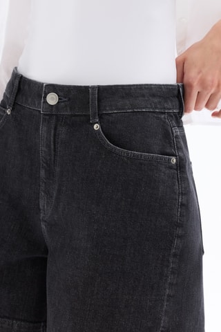 Spijkershort Mom met Hoge Taille - Donkergrijs