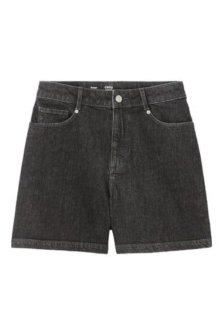 Spijkershort Mom met Hoge Taille - Donkergrijs