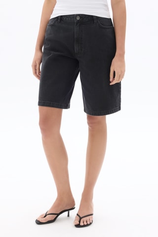 Spijkerbermuda straight met Hoge Taille - Zwart