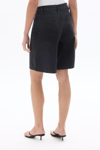 Spijkerbermuda straight met Hoge Taille - Zwart
