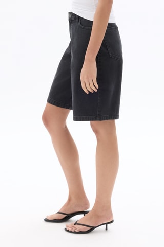 Spijkerbermuda straight met Hoge Taille - Zwart