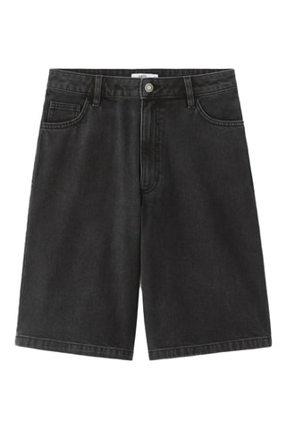 Spijkerbermuda straight met Hoge Taille - Zwart