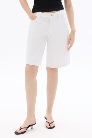 Spijkerbermuda straight met Hoge Taille - Wit