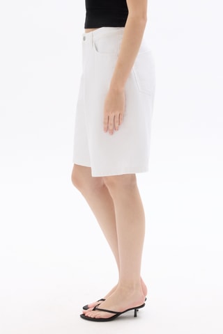 Spijkerbermuda straight met Hoge Taille - Wit