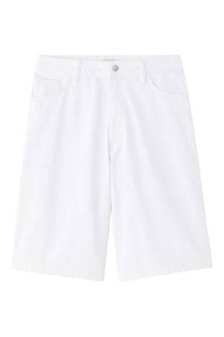 Spijkerbermuda straight met Hoge Taille - Wit