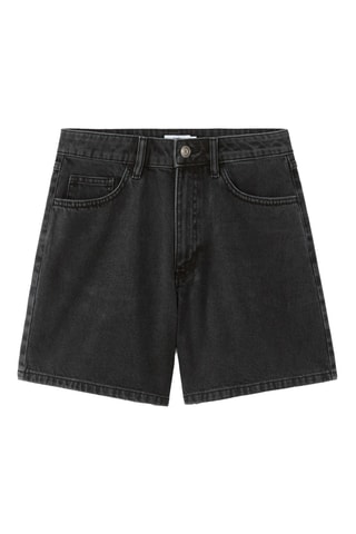 Spijkershort Mom met Hoge Taille - Zwart