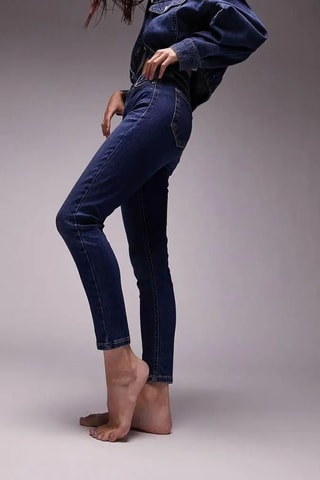 Skinny jeans met hoge taille - Donkerblauw