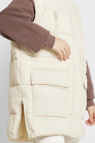 Lang Mouwloos Vest - Gebroken Wit