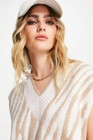 Mouwloze top - Beige