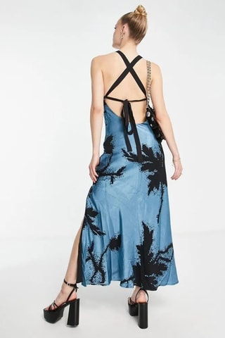 Lange mouwloze jurk - Blauw