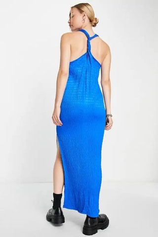 Lange mouwloze jurk - Blauw