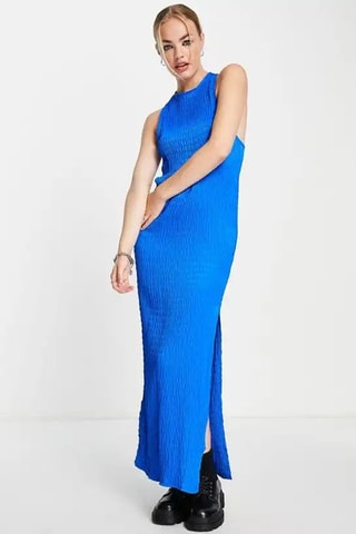 Lange mouwloze jurk - Blauw