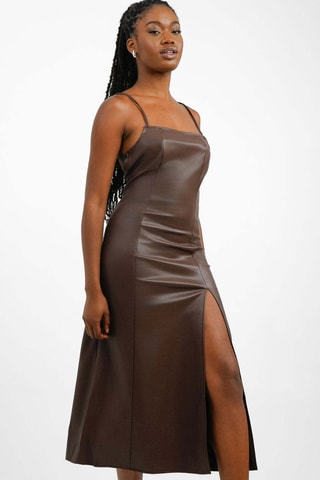 Mouwloze midi-jurk - Bruin