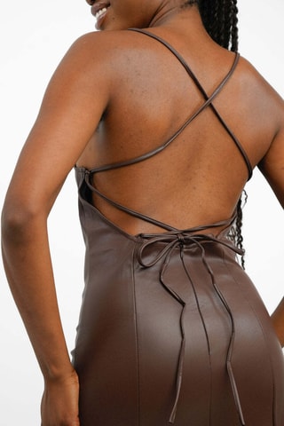 Mouwloze midi-jurk - Bruin