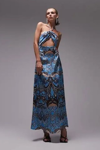 Lange mouwloze jurk - Blauw