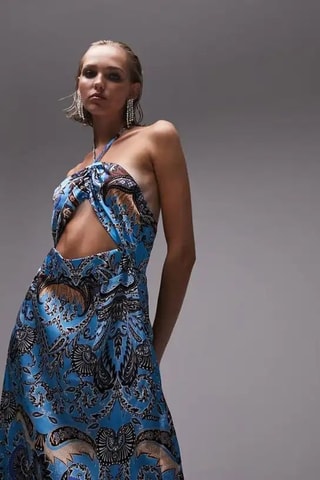 Lange mouwloze jurk - Blauw