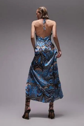 Lange mouwloze jurk - Blauw
