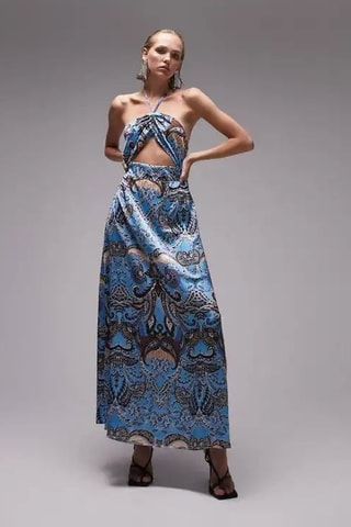 Lange mouwloze jurk - Blauw